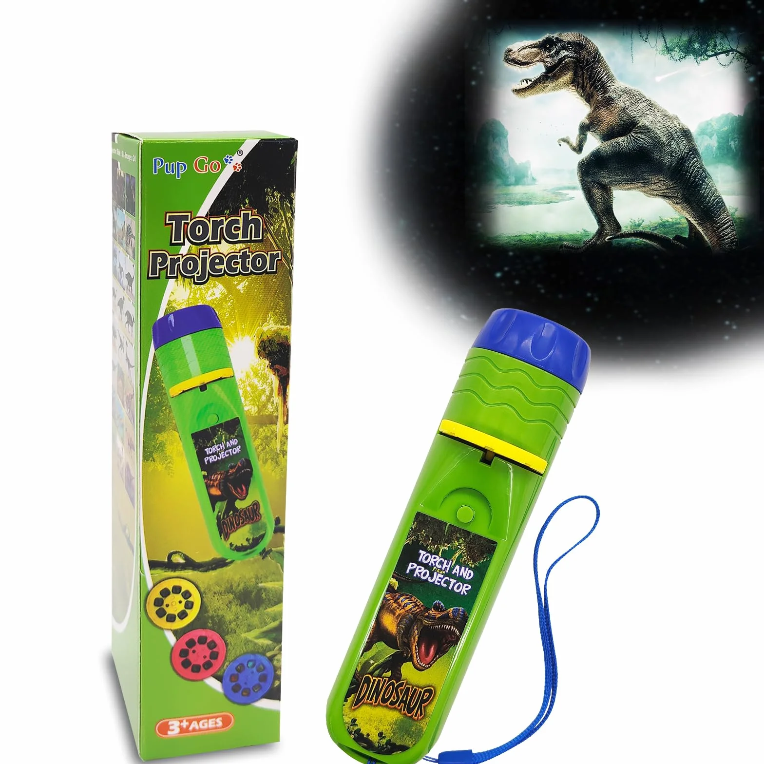Pup Go Lampe Torche Projecteur Dinosaure Enfants 3+ Ans, 3 Disques 24 Images, Jouet Éducatif Scientifique
