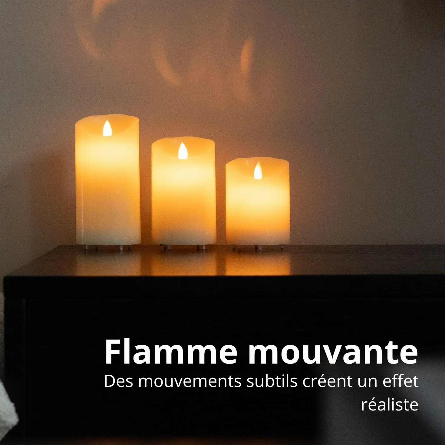 Bougies LED Rechargeables USB FLINQ - Fausse Bougie Flamme Vacillante avec Télécommande - 3 Unités