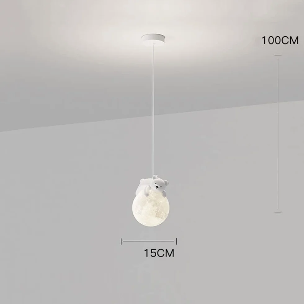 Mignon Ours Pendentif Lumière Impression 3D Lune Globe Lapin Endormi Lustre Enfants Planète Suspension Lampe Chambre 3 Lumière