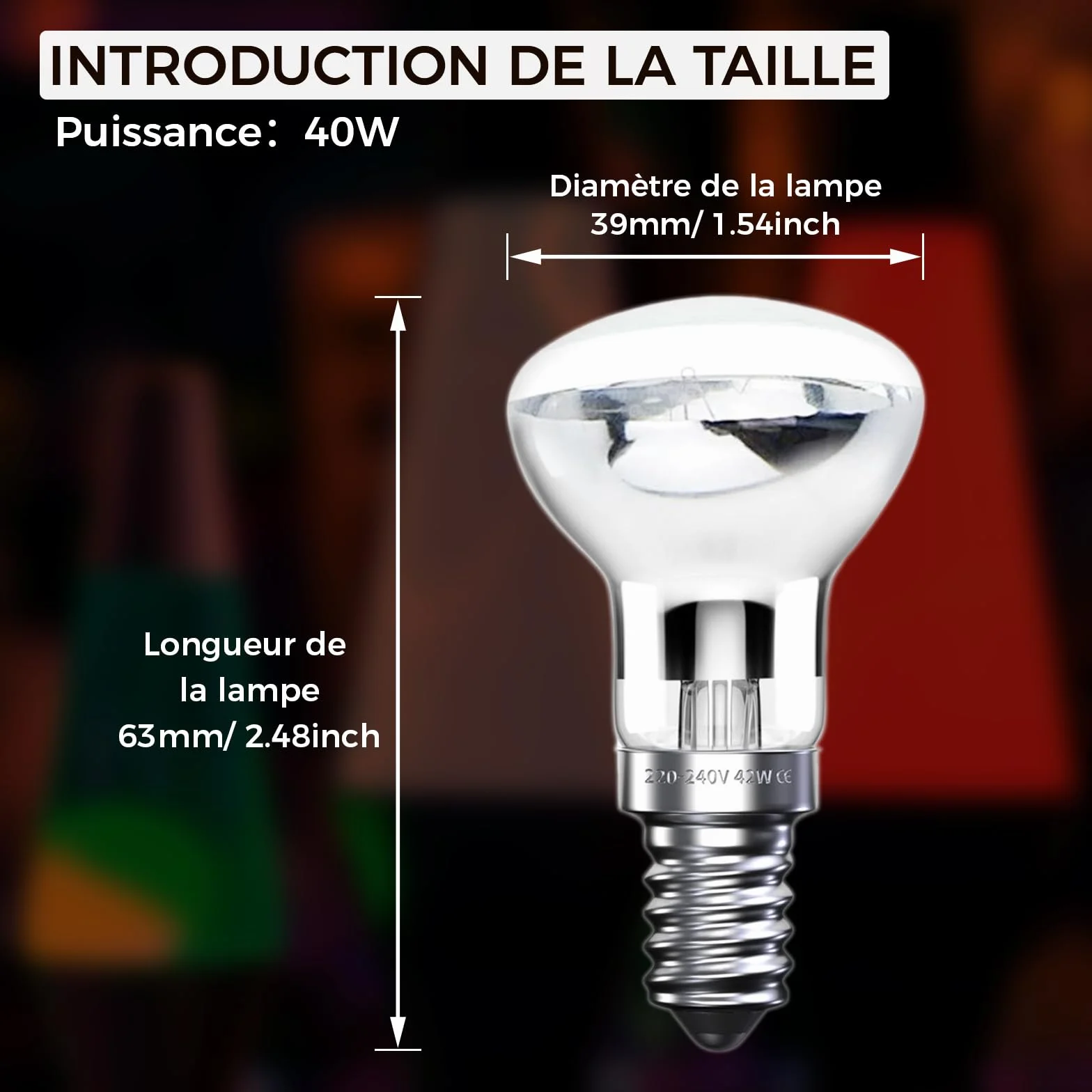 Klarlight 42W E14 Ampoule Lampe à Lave, Blanc Chaud 2800K, Dimmable (2 Pièces)