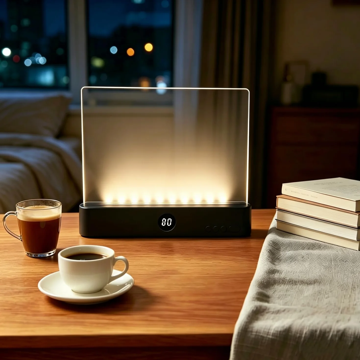 Lampe de Lecture LED Plate Grande Taille Rechargeable avec Minuterie 3 Couleurs de Lumière