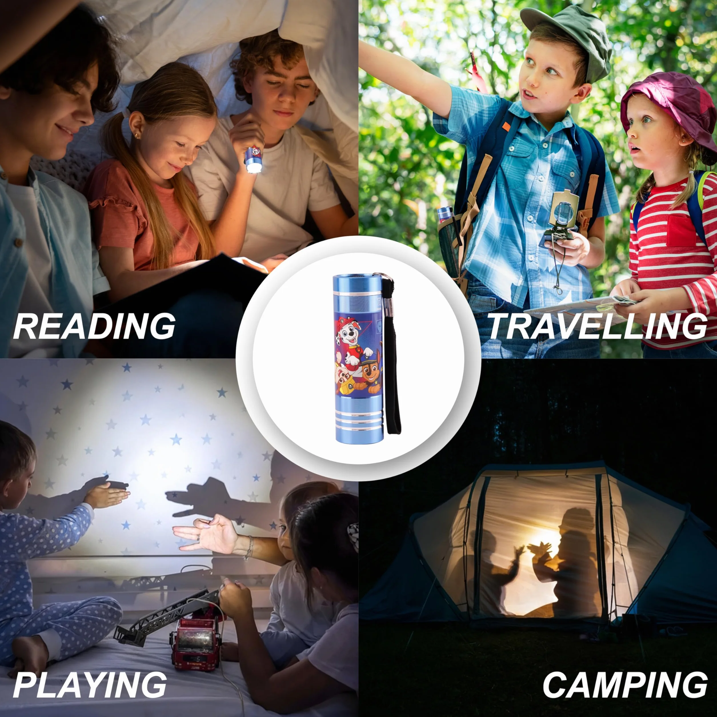 Lampe de poche Spiderman LED aluminium 8,7 cm pour enfants veilleuse Paw Patrol avec lanière