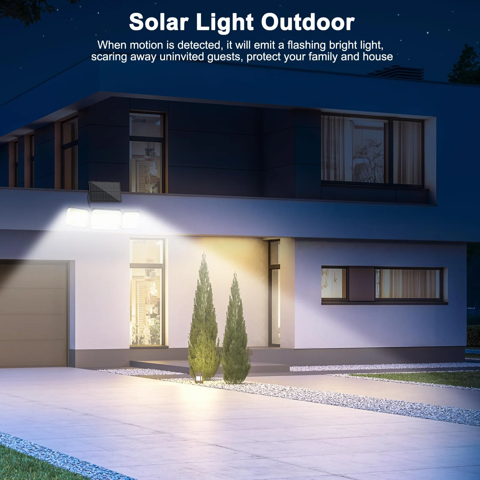 Lampe Solaire Extérieur Détecteur de Mouvement IP67 avec Télécommande et Alarme