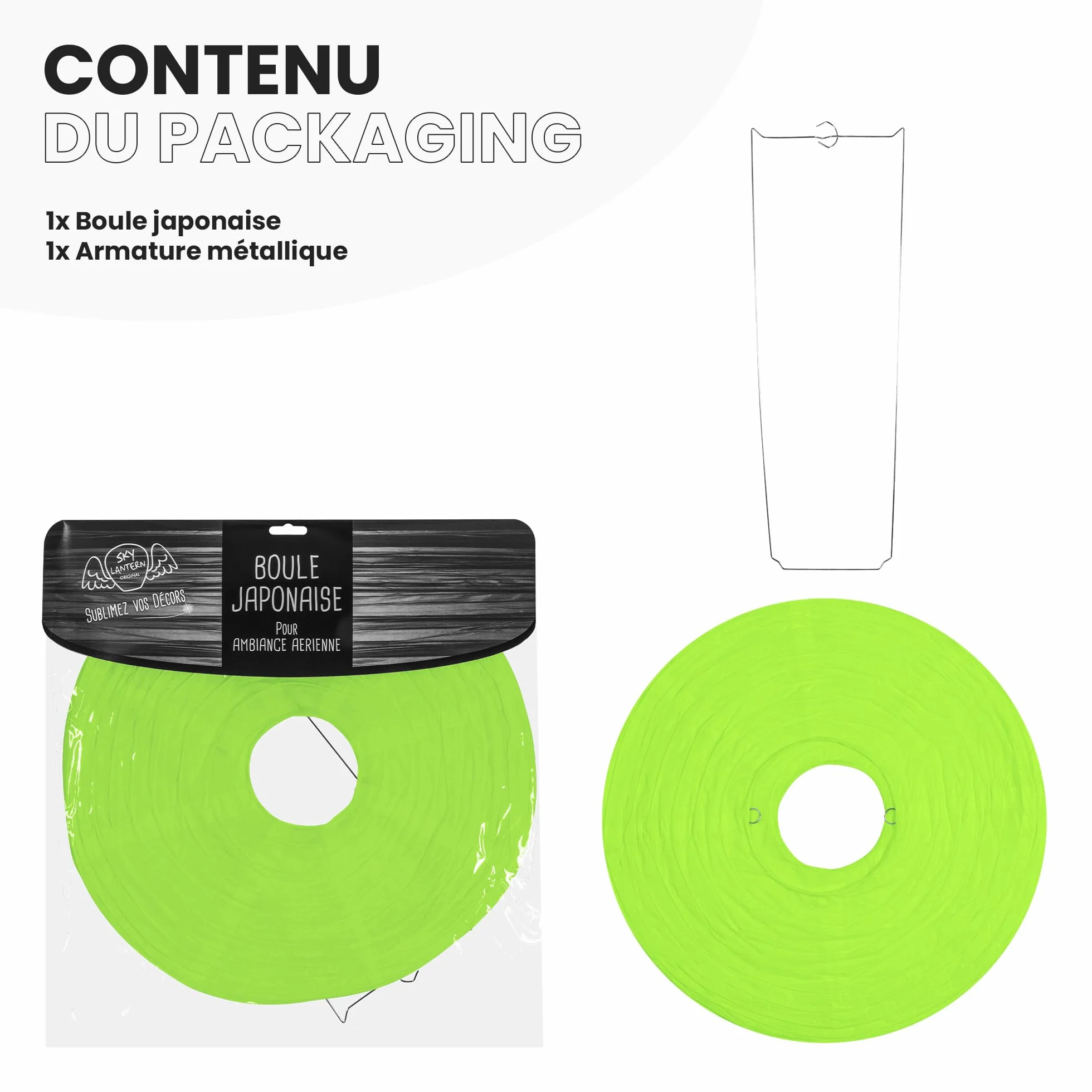 Lanterne Japonaise Vert Boule Papier 40cm - Décoration Mariage Anniversaire Fêtes