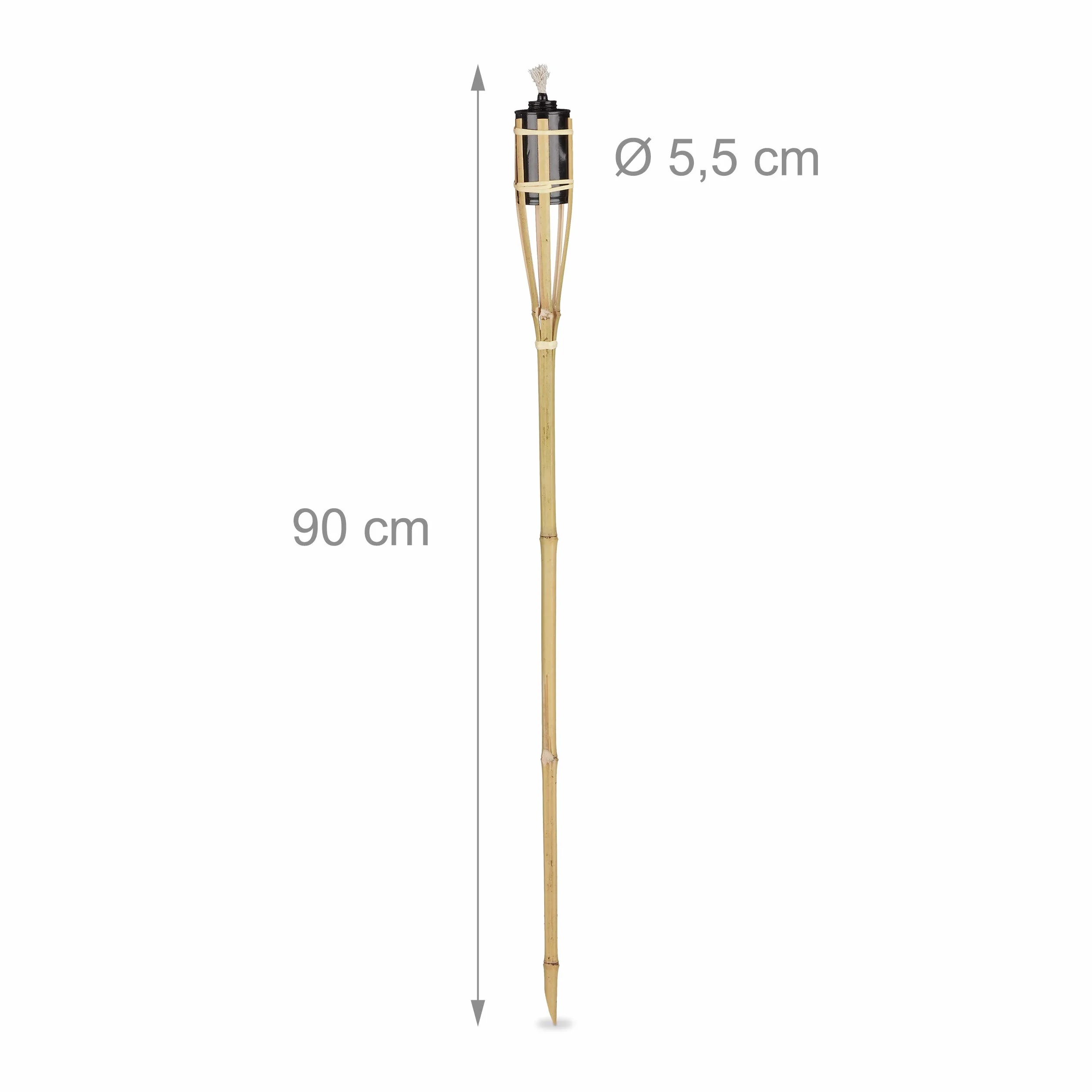 Relaxdays Lot de 40 Torches de Jardin en Bambou avec Mèche, Hauteur 90 cm, Nature