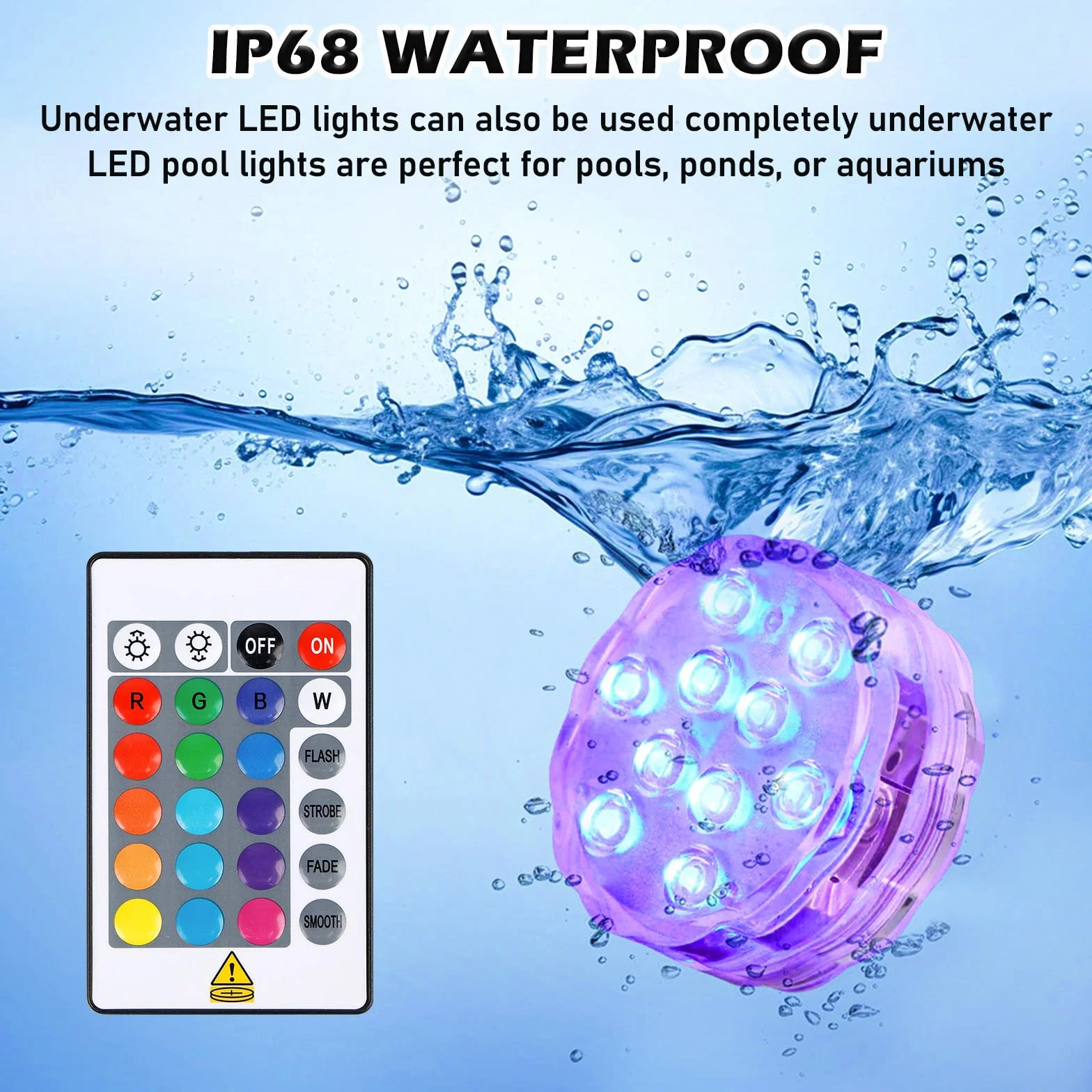 Lampe Piscine LED Submersible IP68 Étanche Multi-Couleur 4 Pièces
