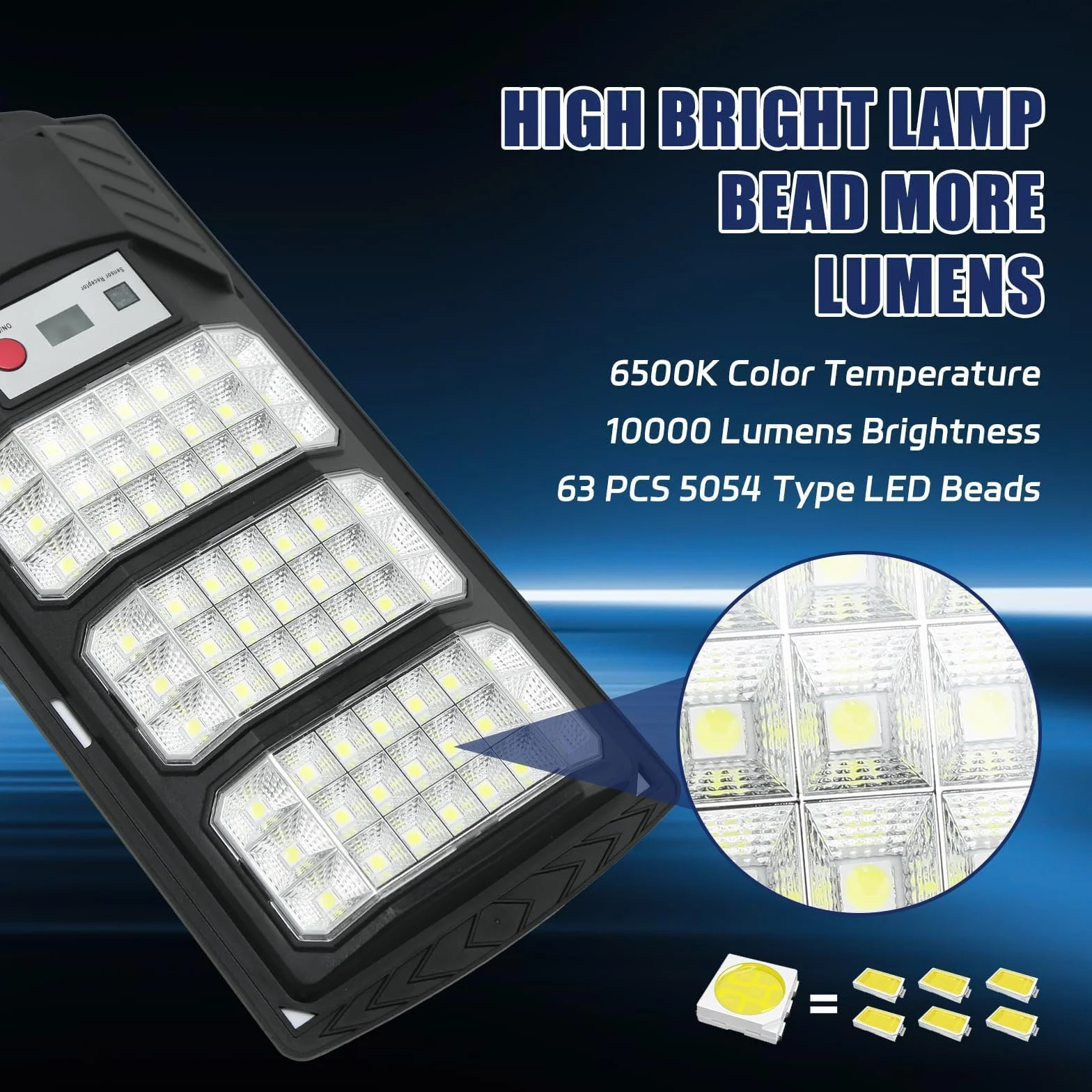 Lampadaire Solaire Extérieur 500W Projecteur LED avec Détecteur de Mouvement 6500K 2 Pièces