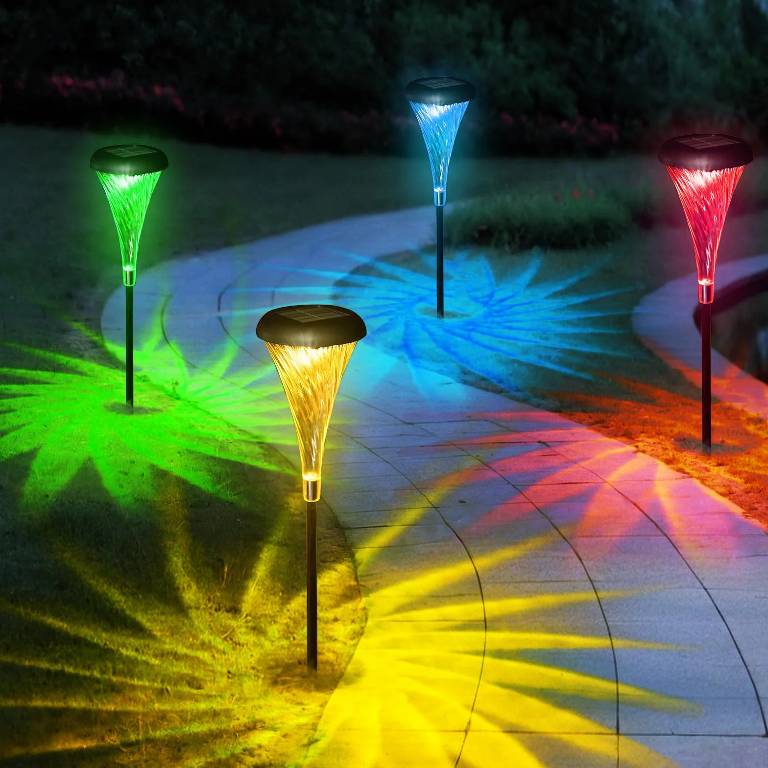 Joltix Lampe Solaire Extérieur Jardin 4 Pack LED Colorée Blanche Chaude Étanche Allée Patio