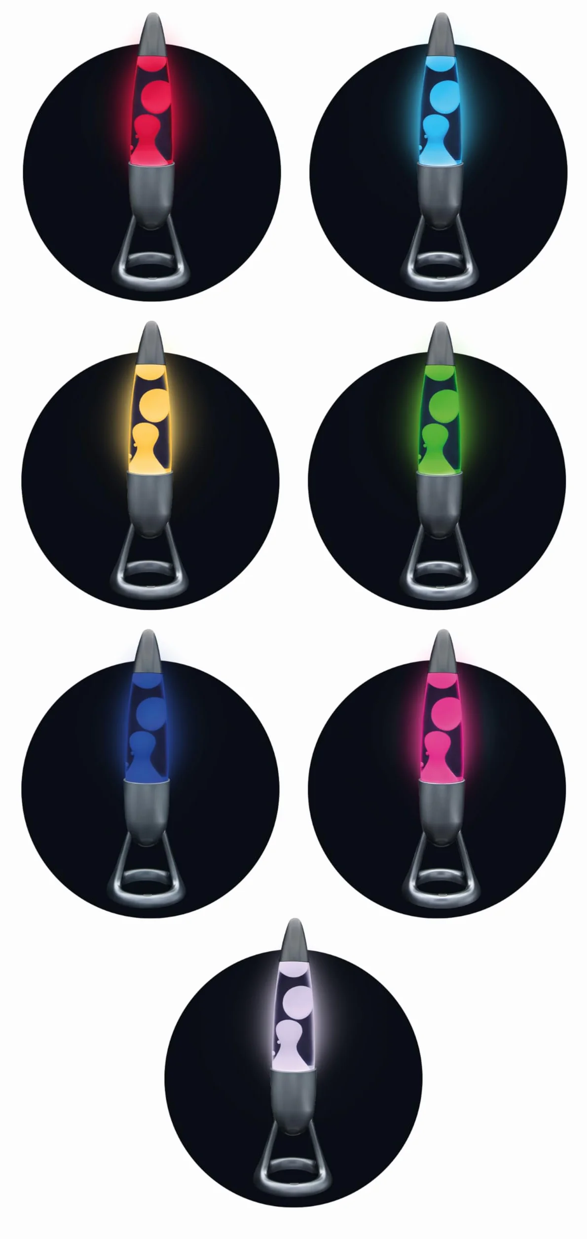 Lampe Magma 35 cm Sécurisée avec Éclairage LED 7 Couleurs – Base Métal – Ne brûle Pas – Cycle Automatique – Décoration Chambre – Fonctionne Secteur – Dès 14 Ans