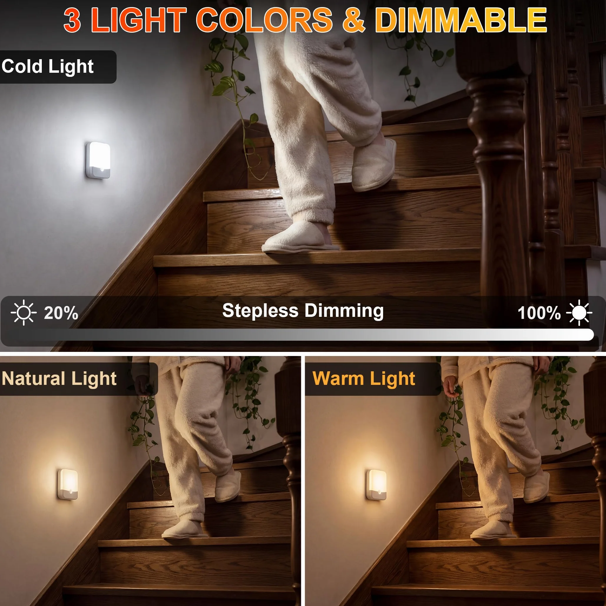 Veilleuse LED Rechargeable avec Détecteur de Mouvement, Lampe Sans Fil pour Intérieur, 6 Pièces