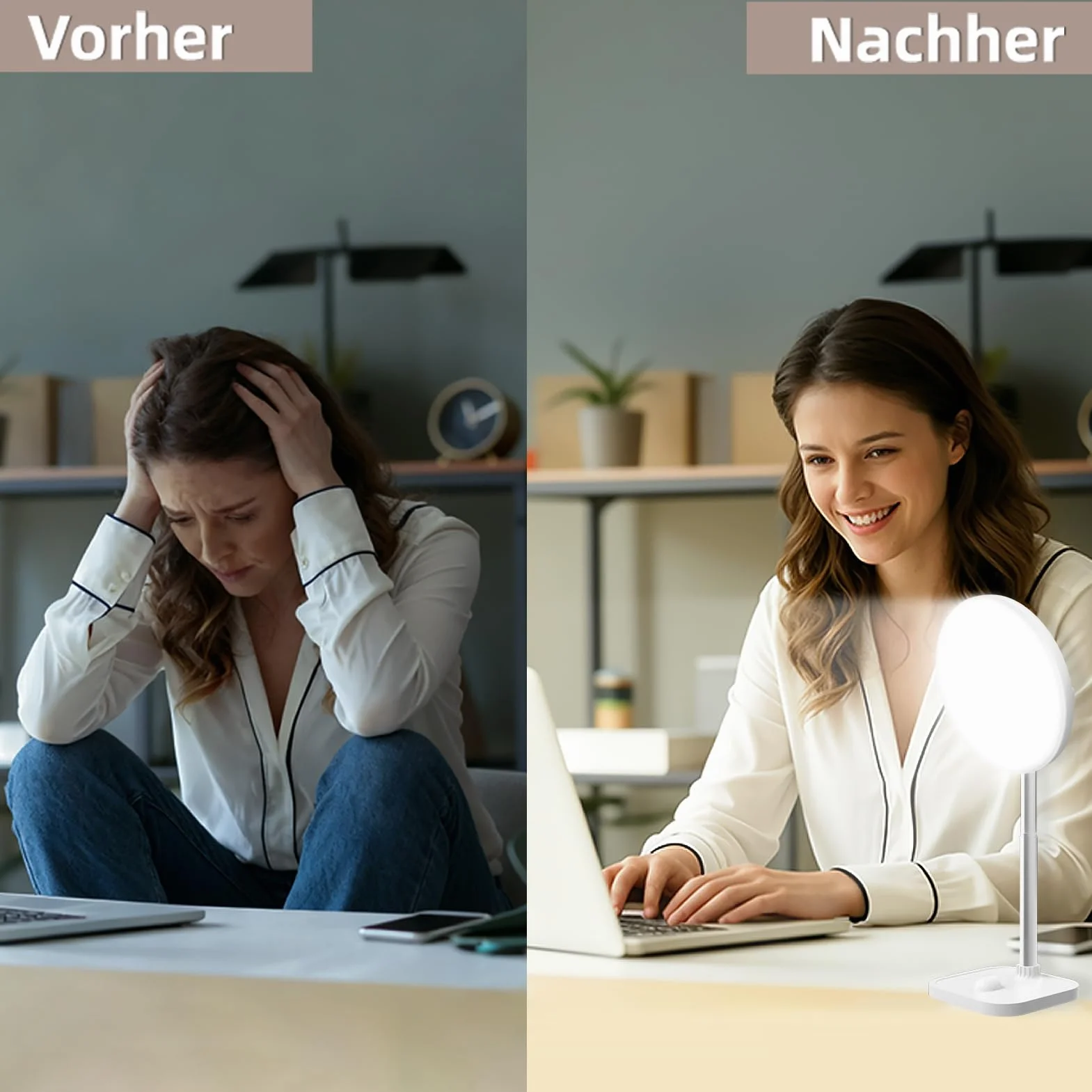 Lampe de luminothérapie 15000 Lux 3 températures de couleur 5 intensités réglables avec minuterie télécommande USB-A