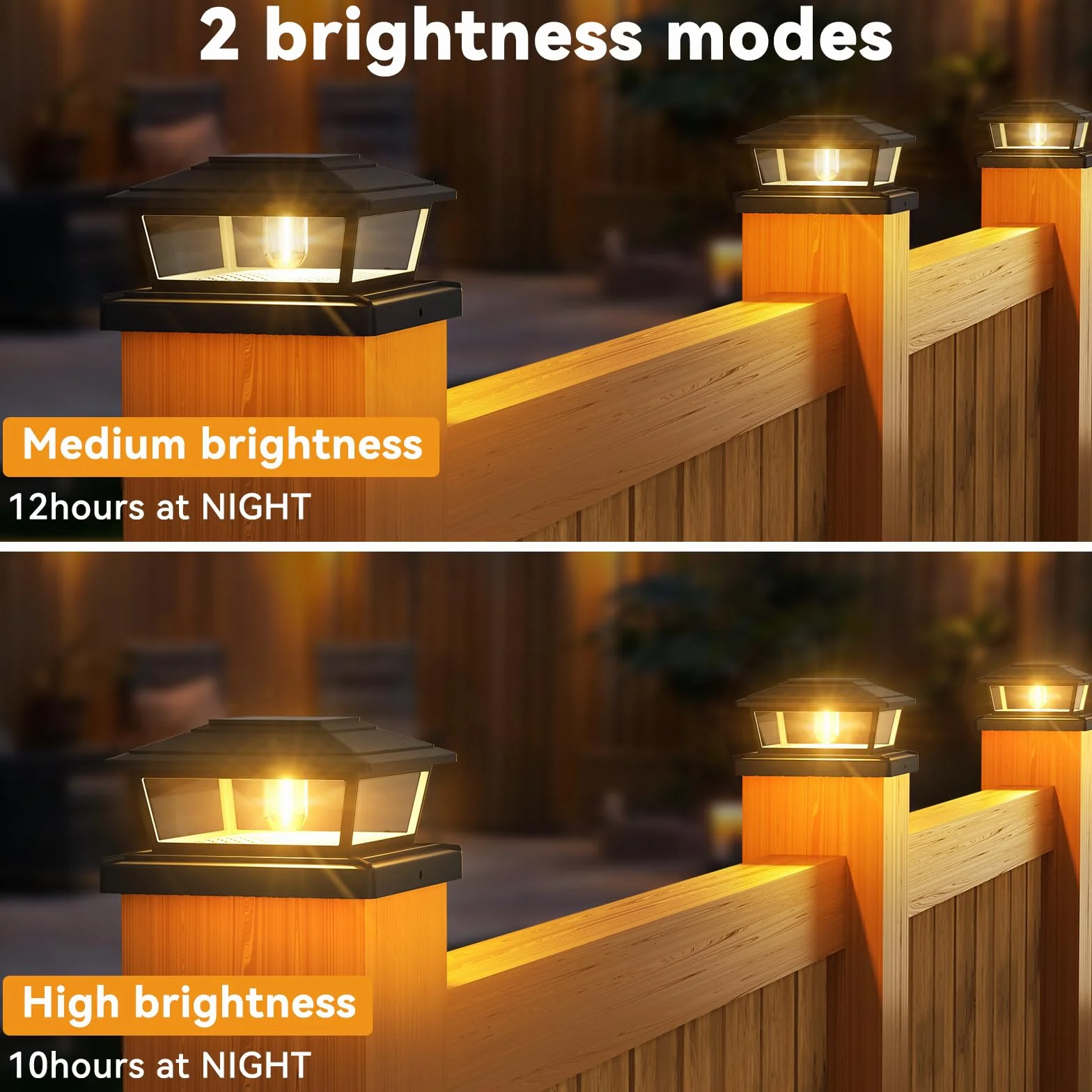 Lot de 2 Lampe Poteau Solaire IP65 LED, Capuchon Poteau Solaire Extérieur Étanche pour Jardin
