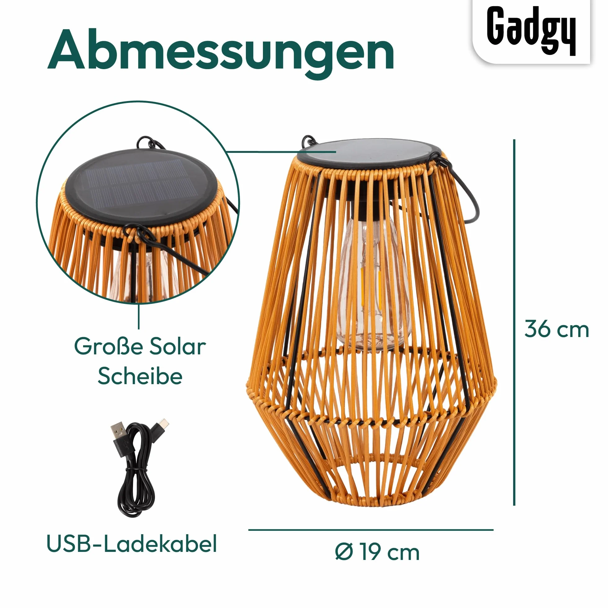 Lanterne Solaire Extérieure Étanche LED Effet Rotin Brune Jardin Terrasse Balcon