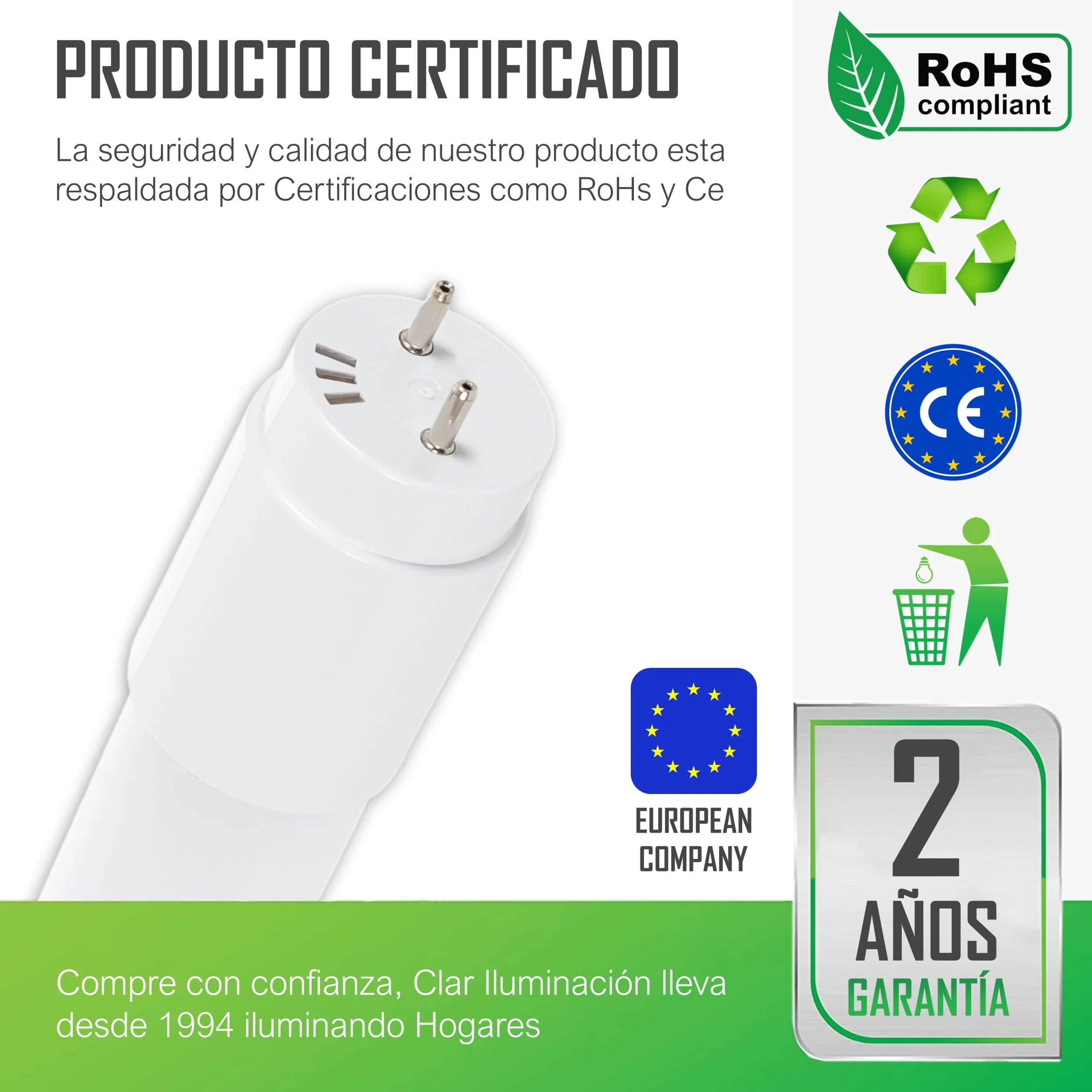 CLAR Néon LED T8 90 cm 14W Blanc Froid 6500K Pack 30