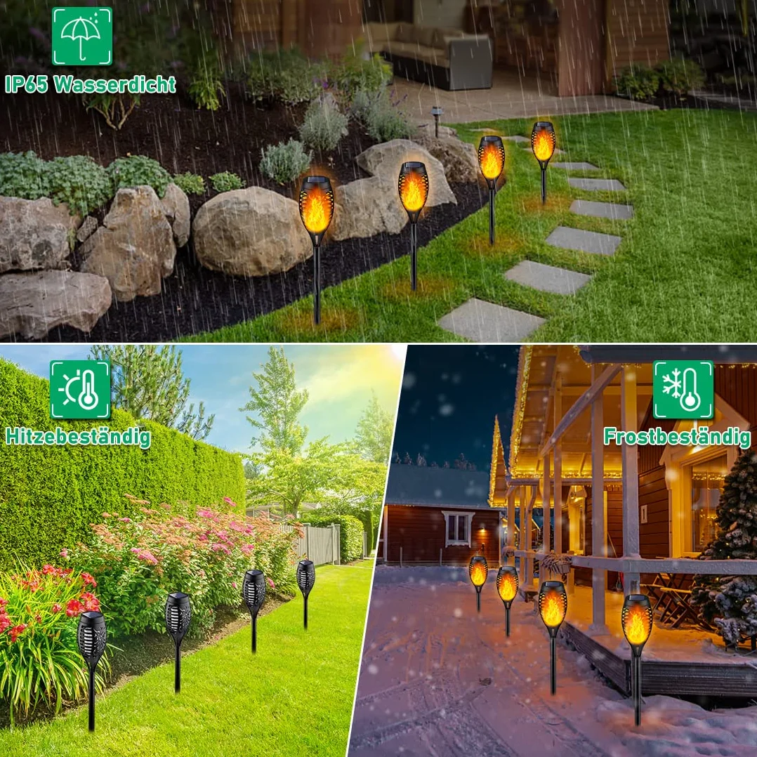 Lampe Solaire Exterieur 6 Pieces Torche Solaire Jardin LED Impermeable Patio Chemins