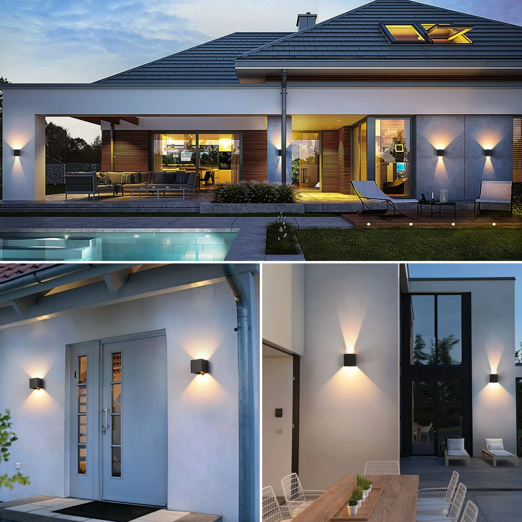 Applique Murale LED 12W Intérieur Extérieur Détecteur Mouvement 3000K Blanc Chaud IP65 Noir