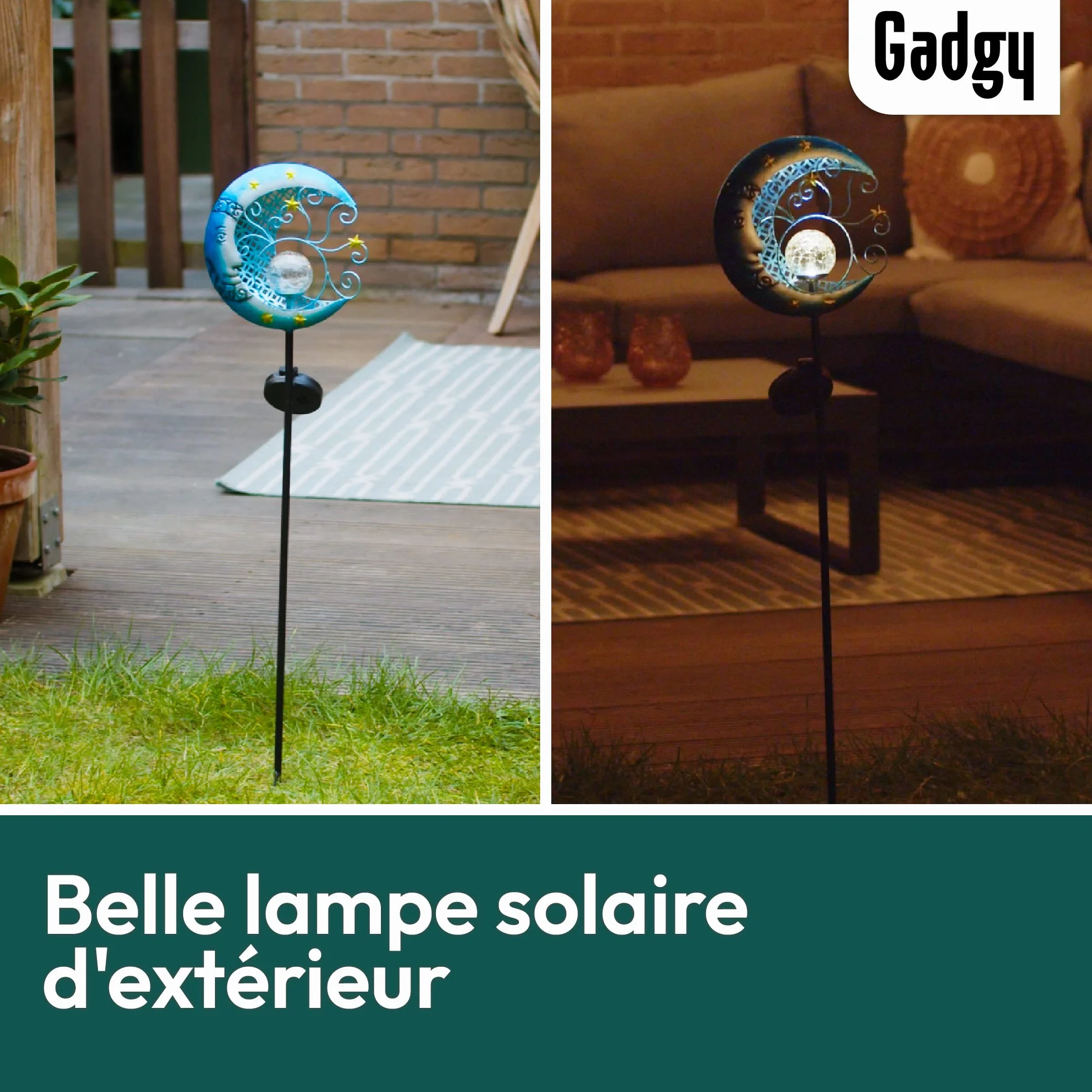 Lampes Solaires de Jardin Extérieur LED Imperméable en Forme de Lune