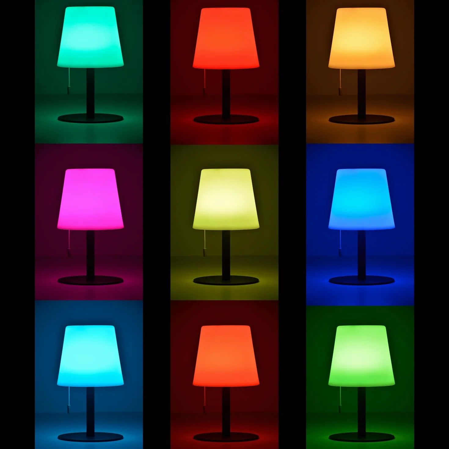 Corep YUMA Little Garden Lampe plastique noir LED RGB solaire 2 intensités H26cm