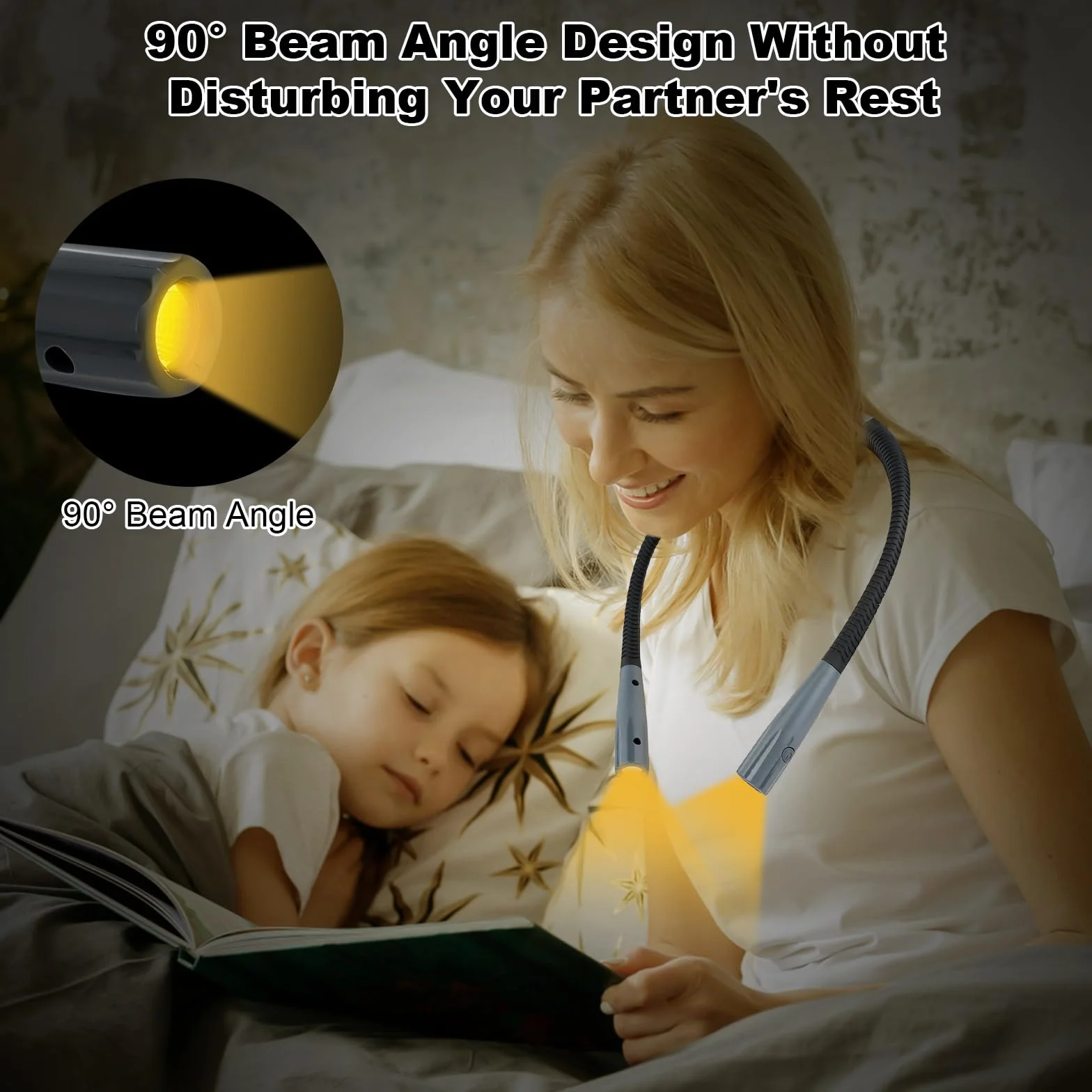 KEWUZY Lampe de Lecture de Cou Rechargeable, 3 Couleurs 3 Niveaux Luminosité Réglables, Bras Pliables, Mémoire, Longue Durée, pour Lecture Tricoter Camping
