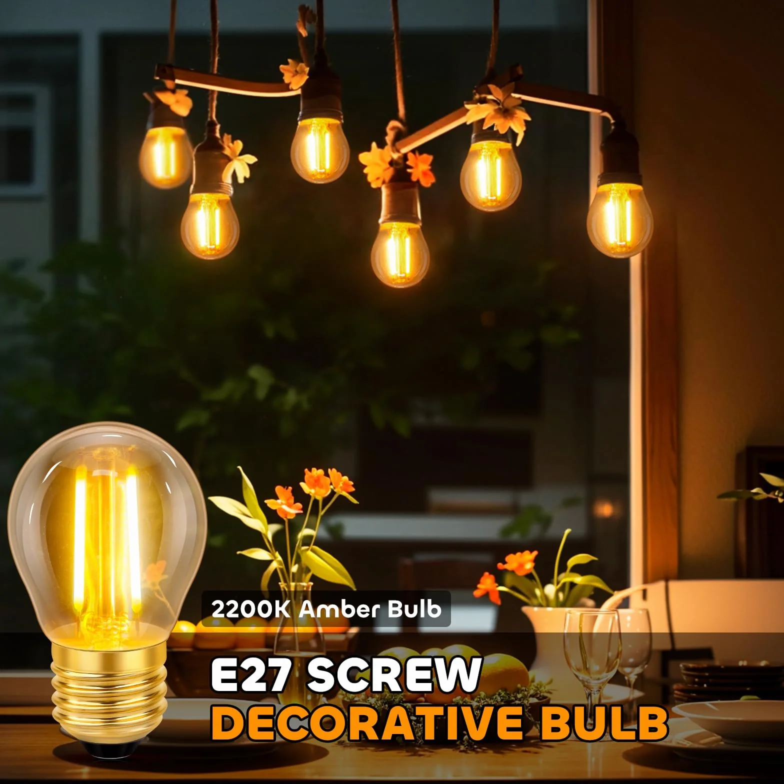 Ampoule E27 Vintage 2W LED Filament G45 Verre Ambré Blanc Chaud 2200K 200LM AC 220V Lot de 2