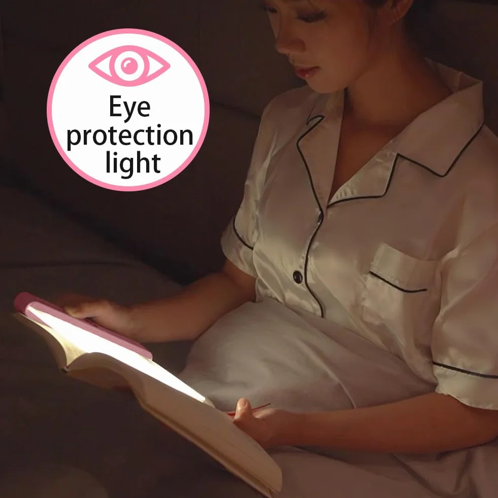 HOTUT Lampe de Livre Plate LED, Lampe de Lecture Portable, Protection des Yeux, Rose