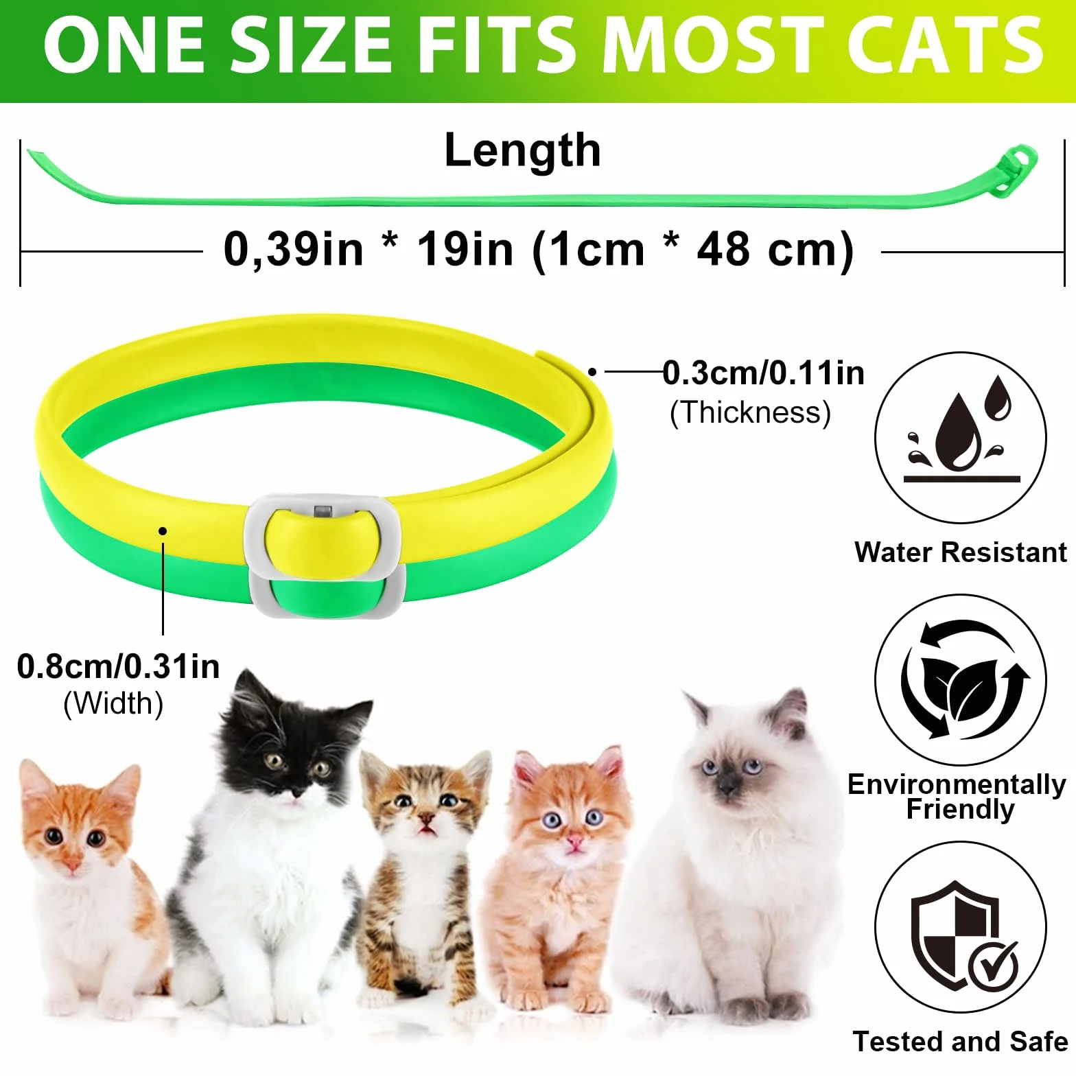 Collier pour Chat Imperméable Anti-Puces et Tiques, Ensemble de 4, Protection 24 Mois