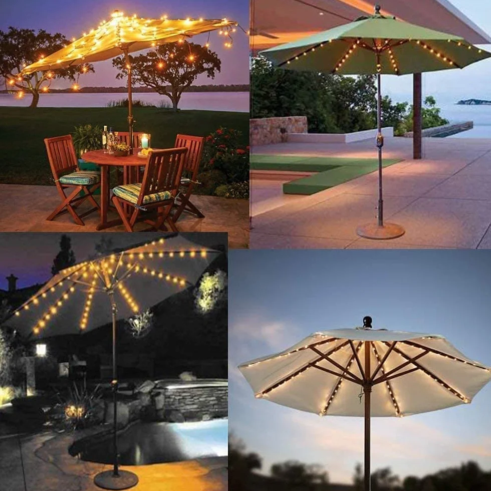 Lampe Solaire Parasol 104 LEDs 8 Modes IP67 Étanche avec Télécommande