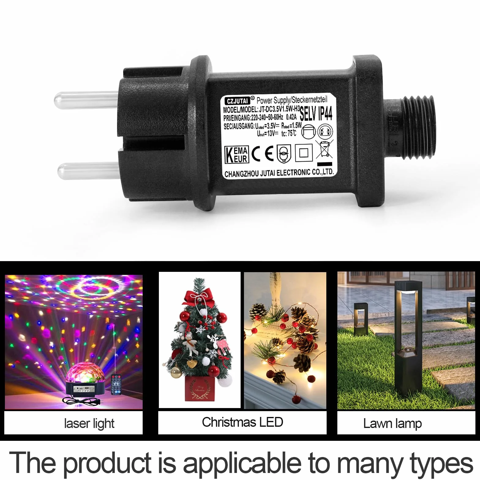 Transformateur LED CZJUTAI 3.5V 1.5W IP44 Alimentation pour éclairage de Noël avec Prise Européenne