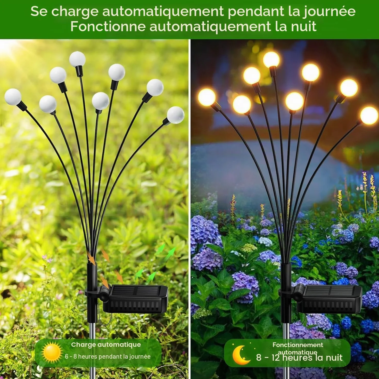 Kizozo Lampe Solaire Jardin 40LED IP65 Étanche Blanc Chaud