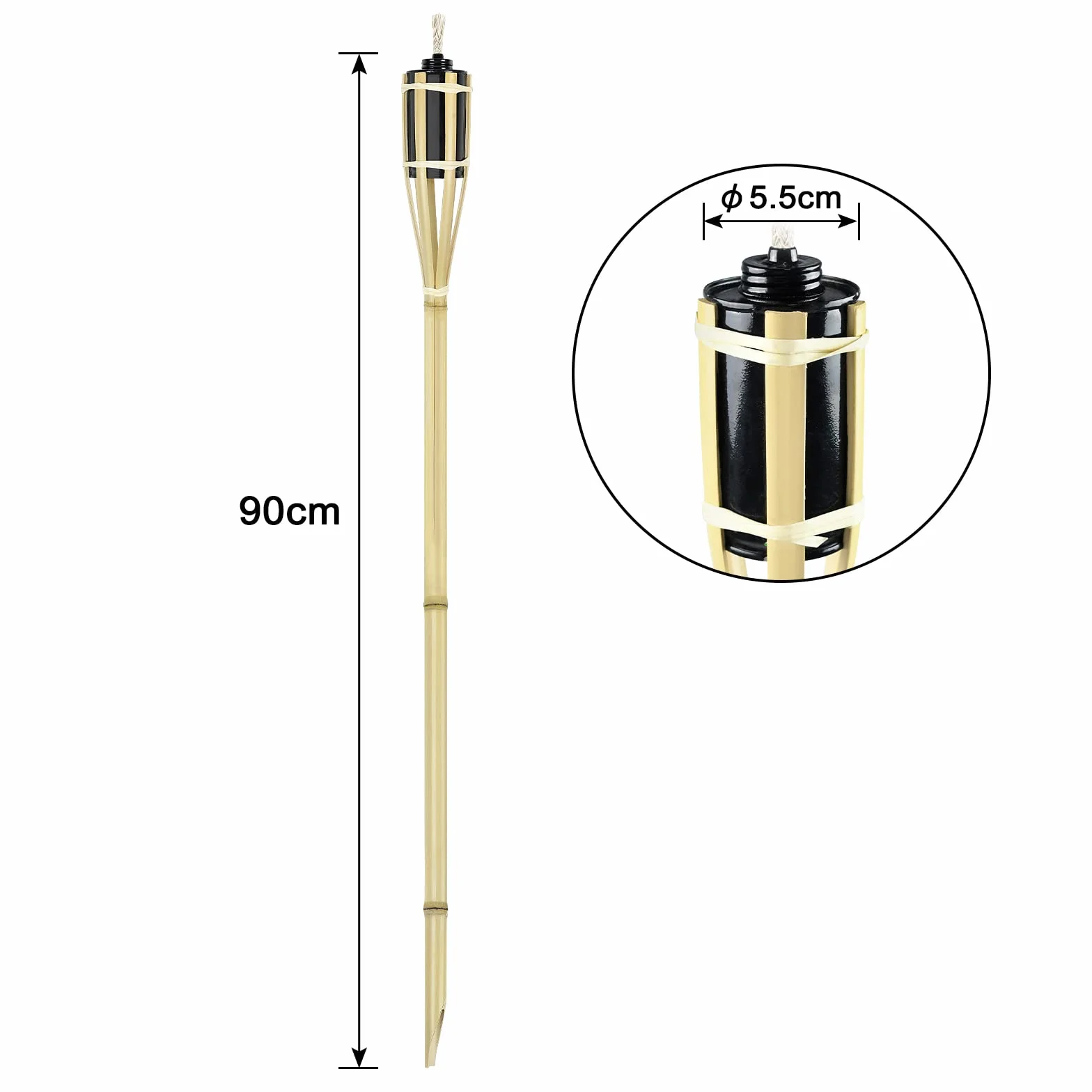 Lot de 12 torches de jardin en bambou HENGMEI - Décoration extérieur