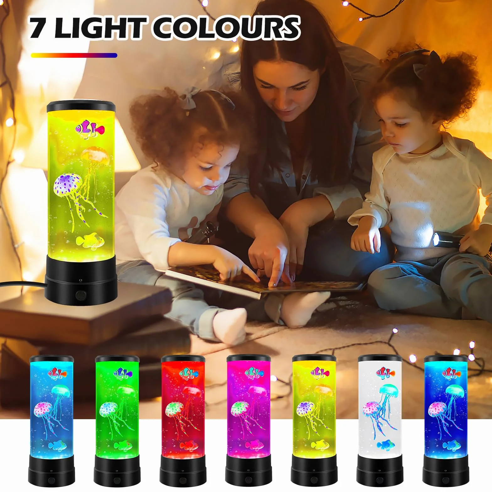 BORDEAG Lampe Méduse Lampe à Lave 17 Couleurs 4 Modes Télécommande Décoration Bureau