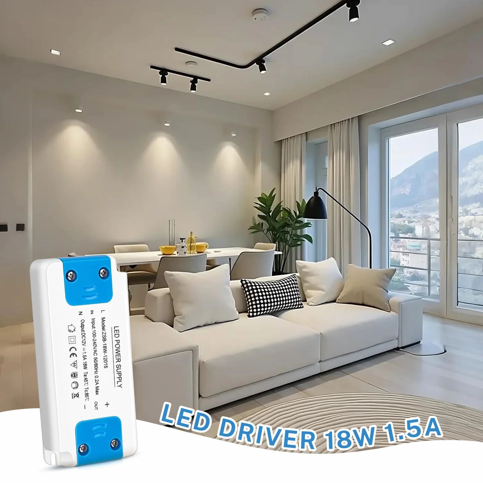 Transformateur LED 220-240V DC 12V 1.5A 18W Convertisseur Alimentation Tension Constante pour G4 MR11 GU4 MR16 GU5.3