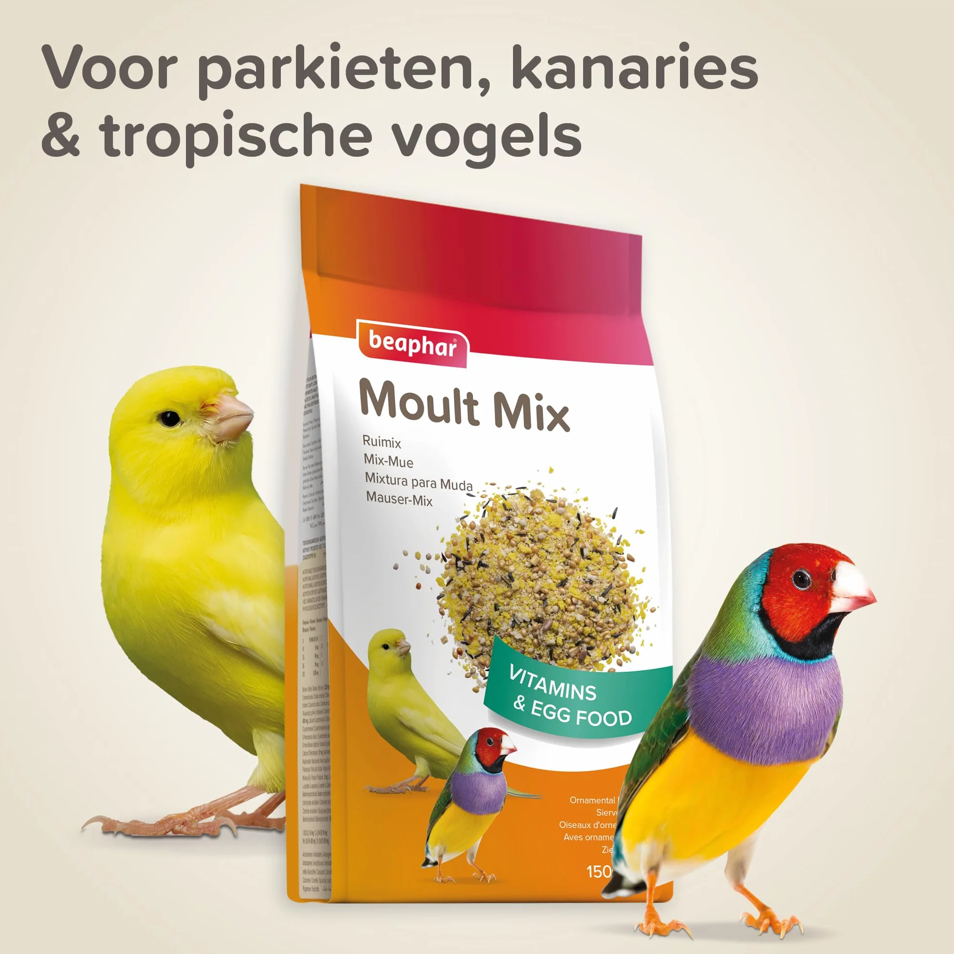 BEAPHAR Mix-Mue pâtée fortifiante pour Perruche canari Oiseau Exotique vitamines acides aminés minéraux 150g