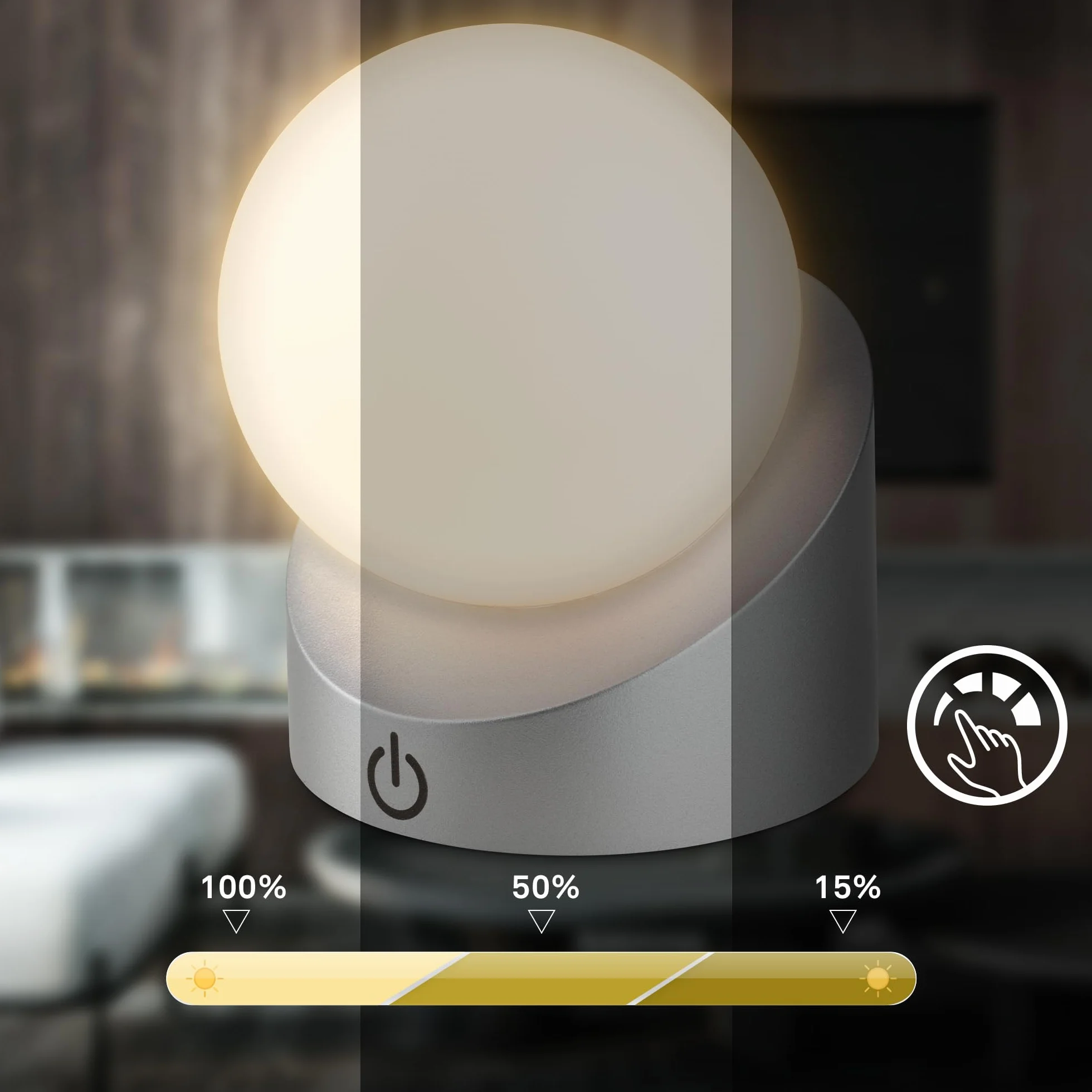 BRILONER Mini lampe de table LED sans fil IP54 variateur par paliers batterie interchangeable 10x8x9 cm