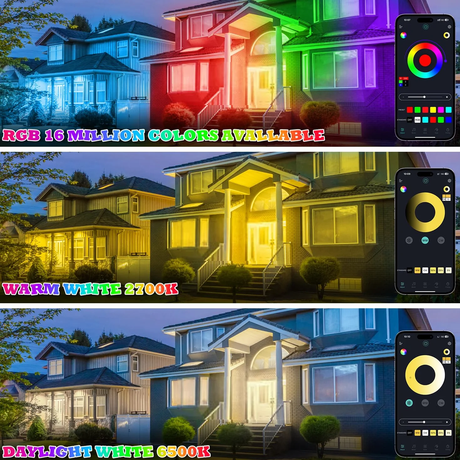 VAYALT 48W Projecteur LED RGB Exterieur, 2 PCS Barre LED RGB avec Télécommande, 16 Millions de Couleurs