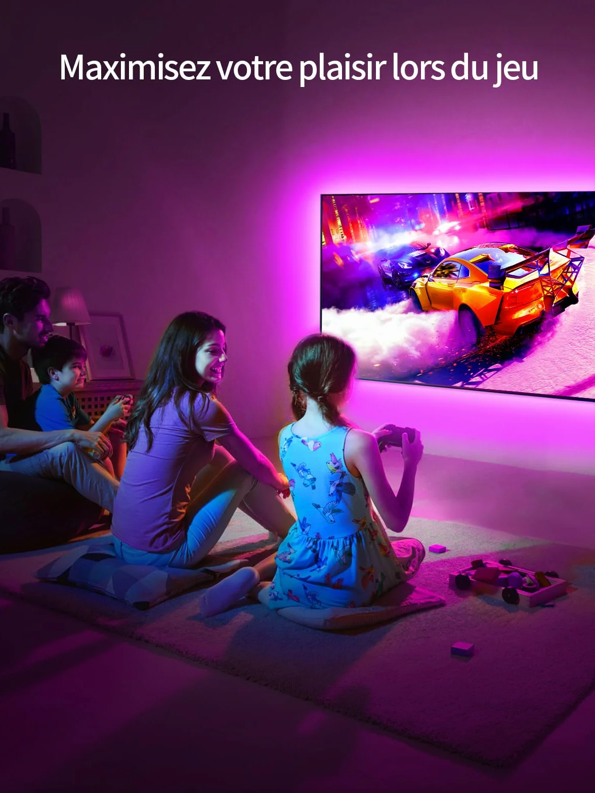 Ruban LED TV 4M pour TV 45"-55" Bluetooth USB alimenté avec télécommande