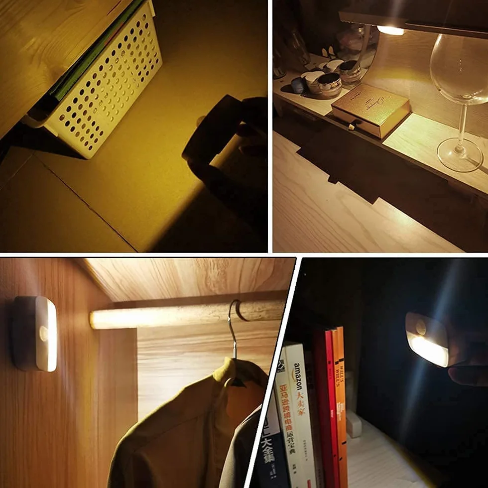 AmmToo Lot de 8 Veilleuses LED Blanc Chaud Capteur PIR 3-5m Extinction Auto 30s 0,5W Piles AAA