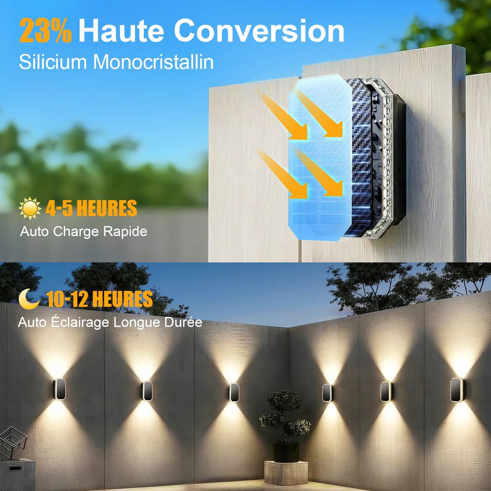 Lampe Solaire Exterieur Murale Lot de 4 Applique Solaire IP65 Jardin