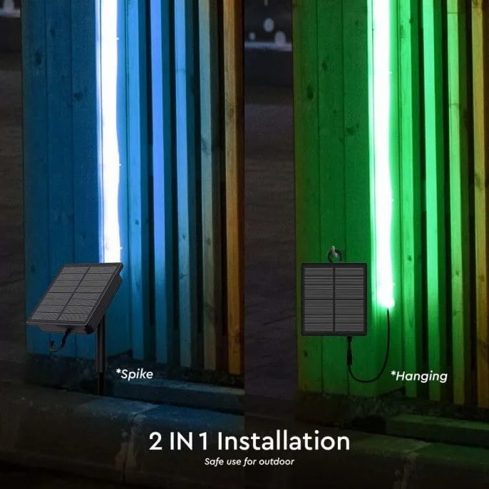 V-TAC Bande LED 6 W avec panneau solaire et télécommande IP67 5 m RGB multicolore