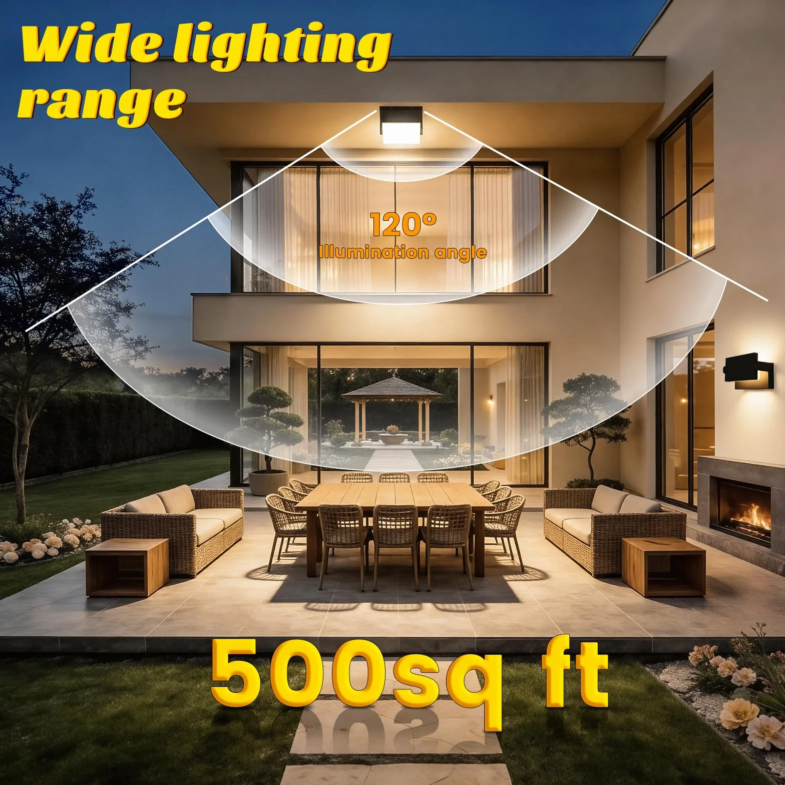 Ledmo 60W Applique Murale Exterieur LED 5000Lm Noir IP65 3000K Projecteur Exterieur avec Panneau LED Pivotant 360°