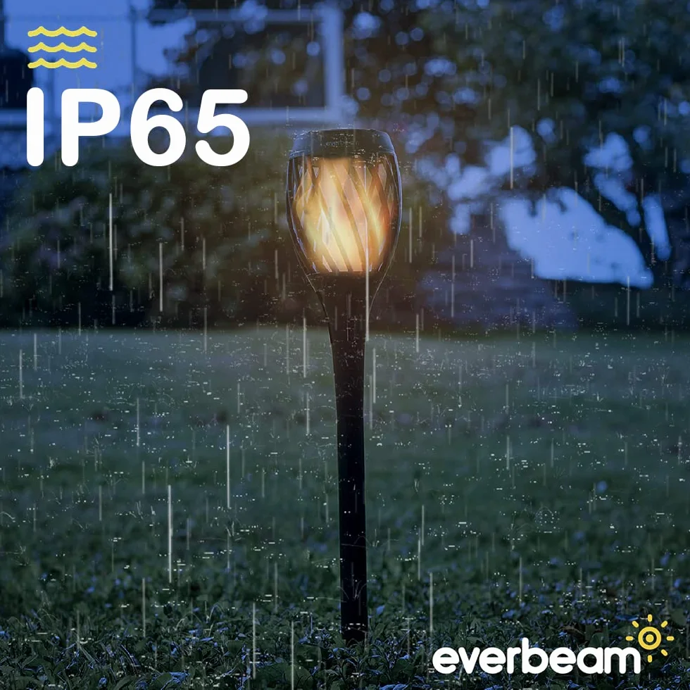 Everbeam P2 Lampe torche solaire à flamme vacillante IP65 Imperméable 2pack