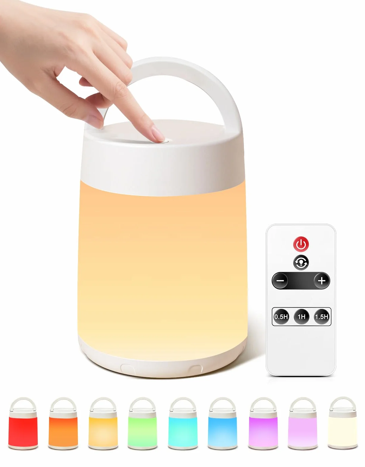 One Fire Veilleuse Enfant 10 Couleurs 8 Niveaux Luminosité Tactile Télécommande Rechargeable Sans Fil Lampe Chevet Chambre Camping