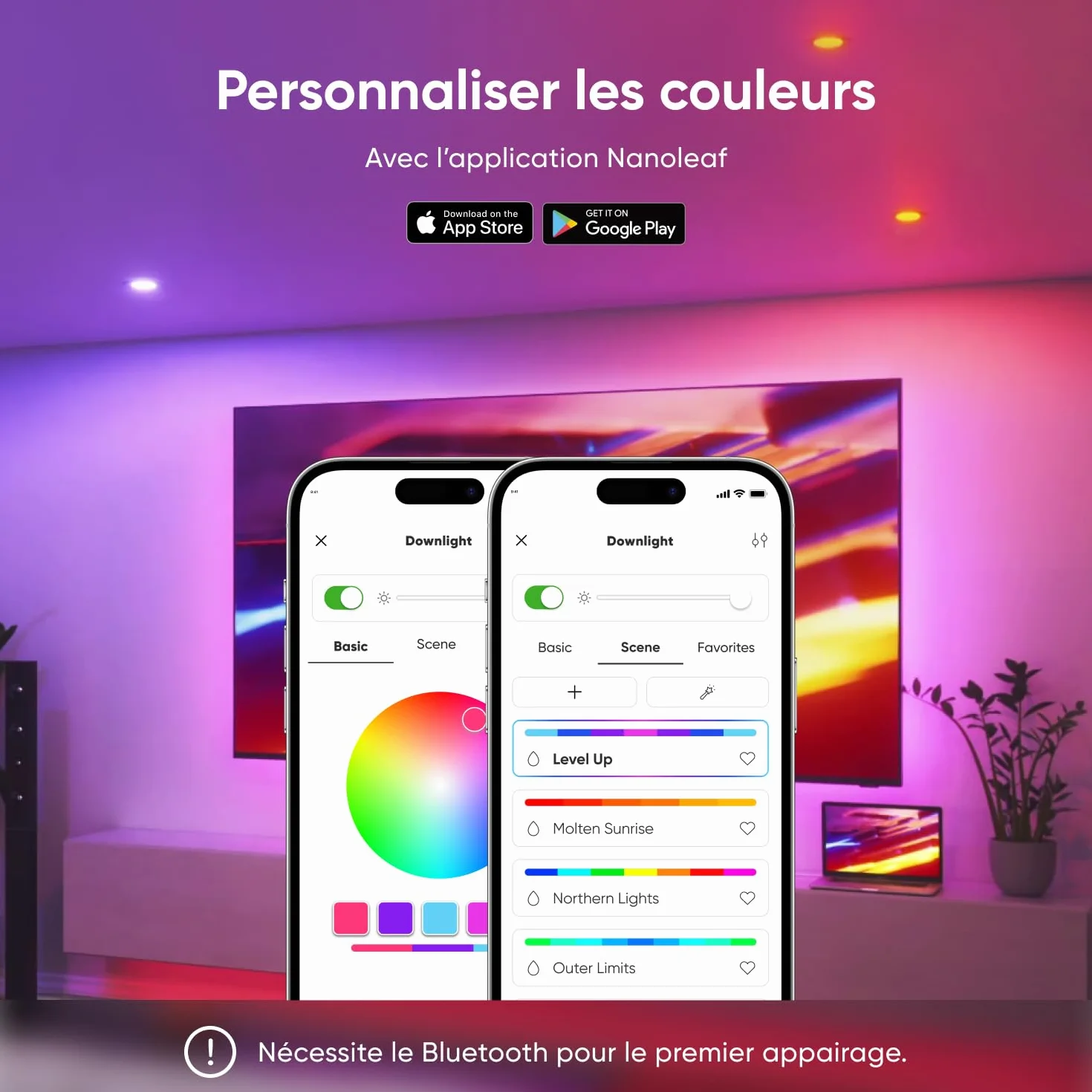 Nanoleaf Ampoule Connectée WiFi LED Spots Encastrés, Compatible Alexa/Google Home/App, Dimmable Multicolore 550LM 1200K-6500K, Découpe 75–85 mm