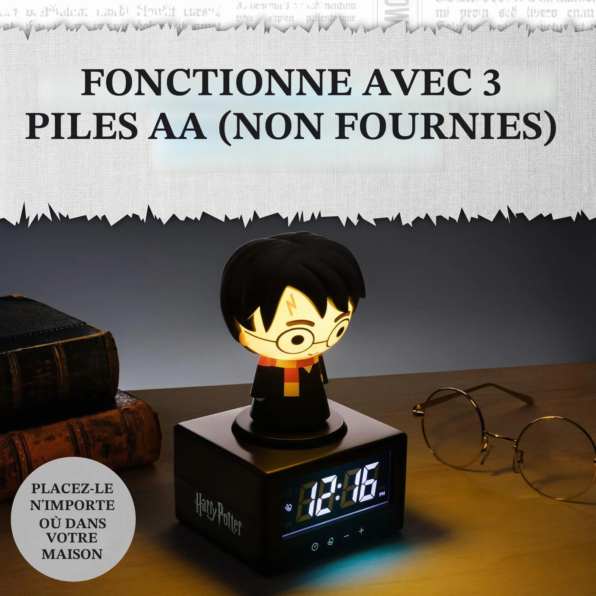 Paladone Réveil Digital Harry Potter Officiel Lampe d'Ambiance Lumière Nocturne Minuteur Décor Chambre Fans