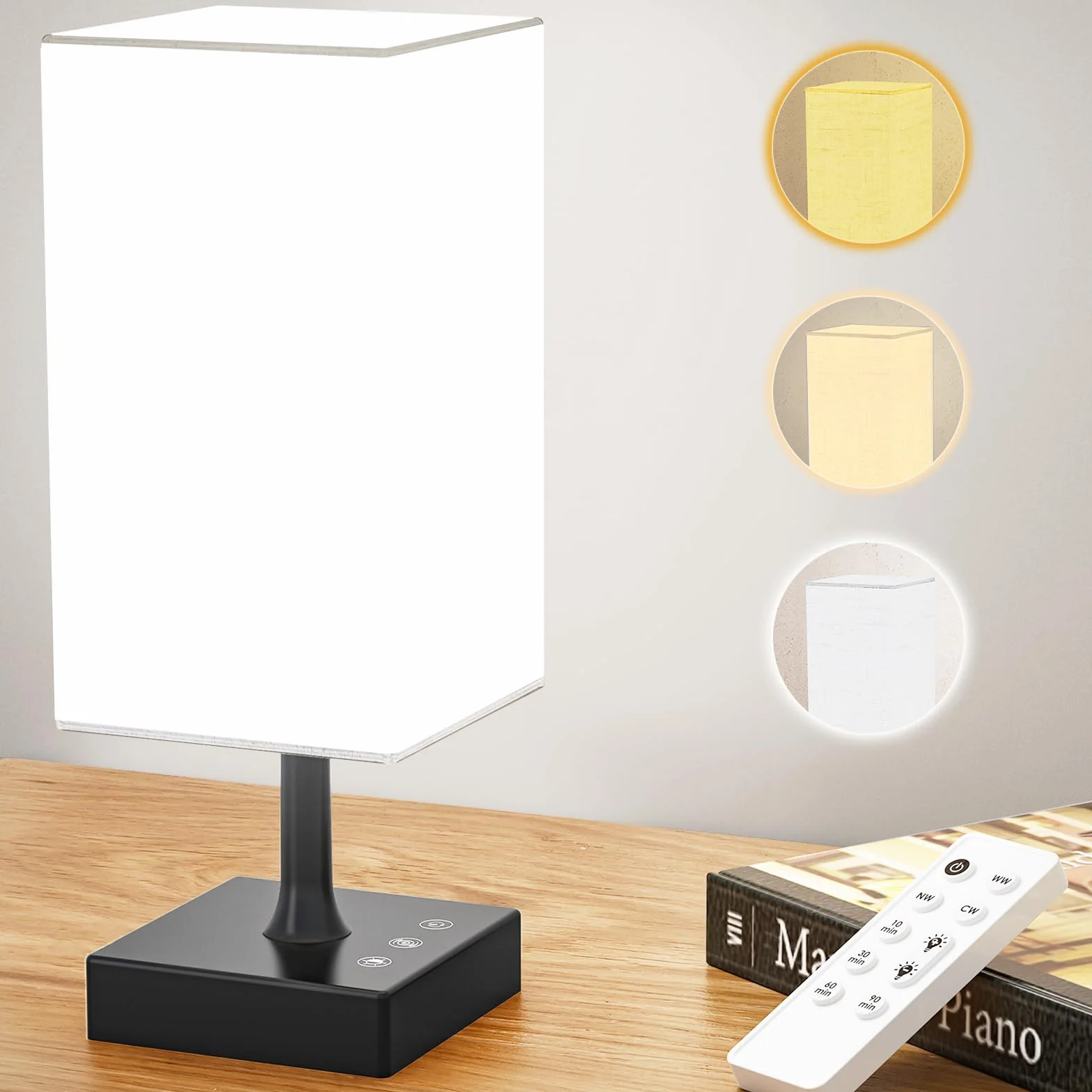 Lampe de luminothérapie 10000 Lux sans UV avec télécommande, 3 températures de couleur, luminosité réglable et fonction mémoire