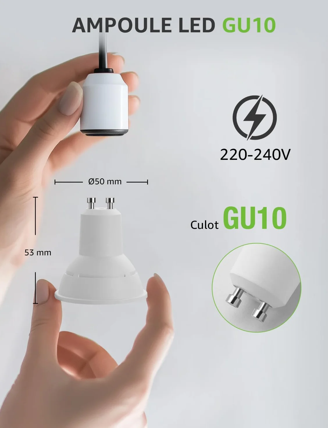 Lepro Ampoule LED GU10 4000K 630lm 6W Équivaut 80W 38° Lot de 4