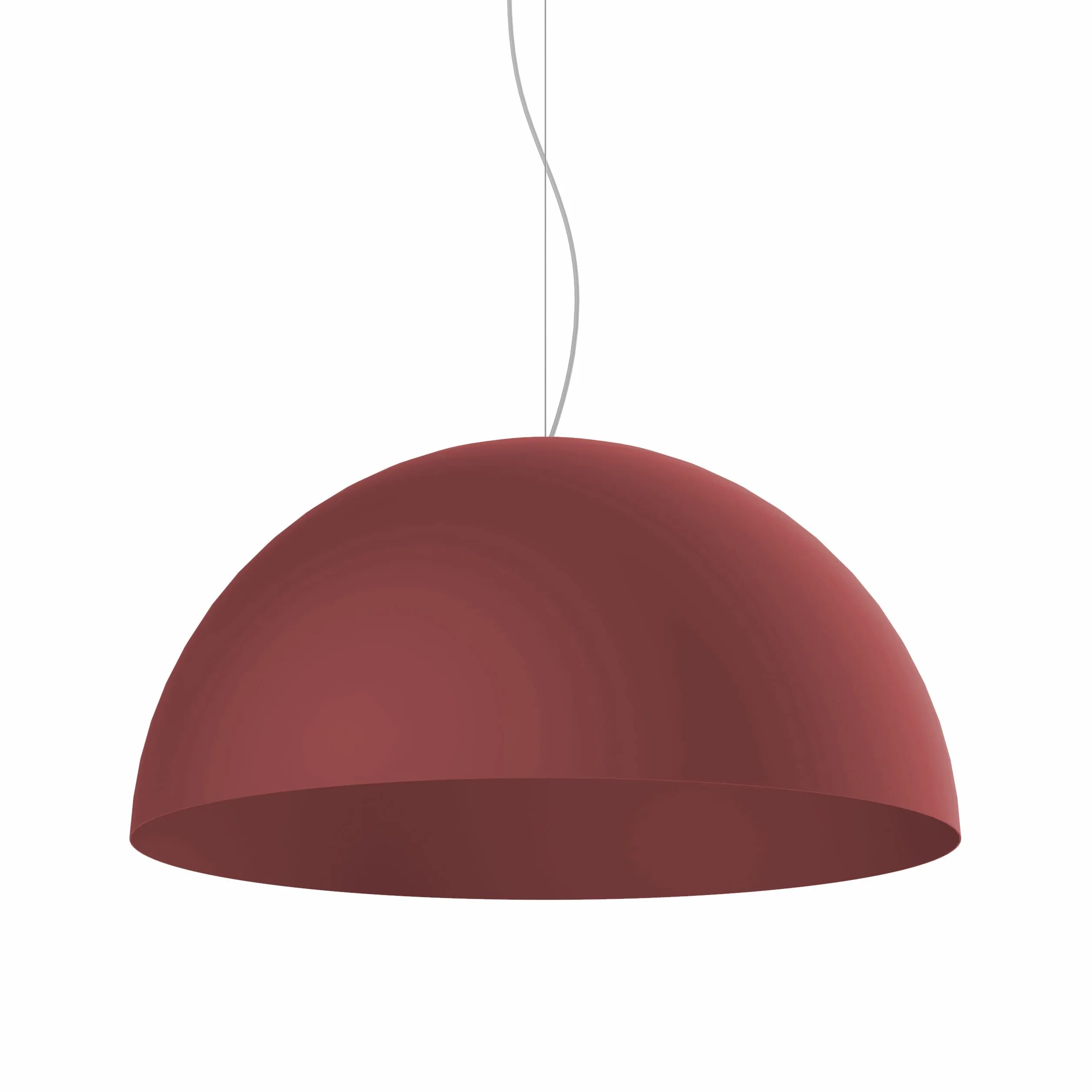L+, Lustre suspendu, en métal, forme demi-sphère, diamètre 60cm, 1x E27, couleur rouge RAL 19-1533 TCX (rouge Cowhide, 60 cm)