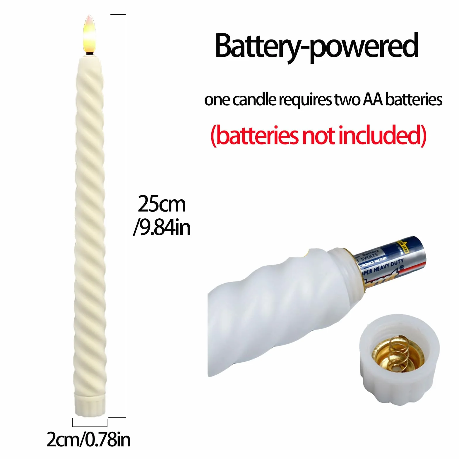 Lot de 6 Bougies à LED Décoratives, Sans Flamme, Télécommande avec Minuterie, Piles, pour Bougeoirs, Beige
