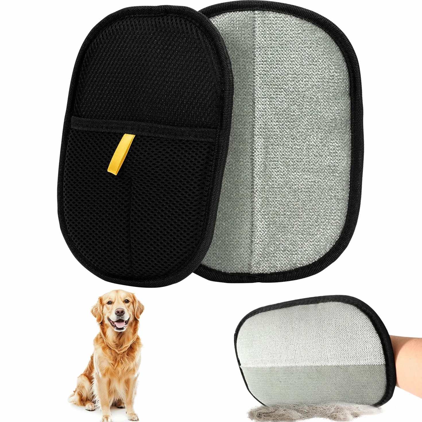 Gant Anti Poils Animaux Double Face Réutilisable Brosse pour Lavage Démêlage Toilettage Canapé Meubles Tapis Siège Auto