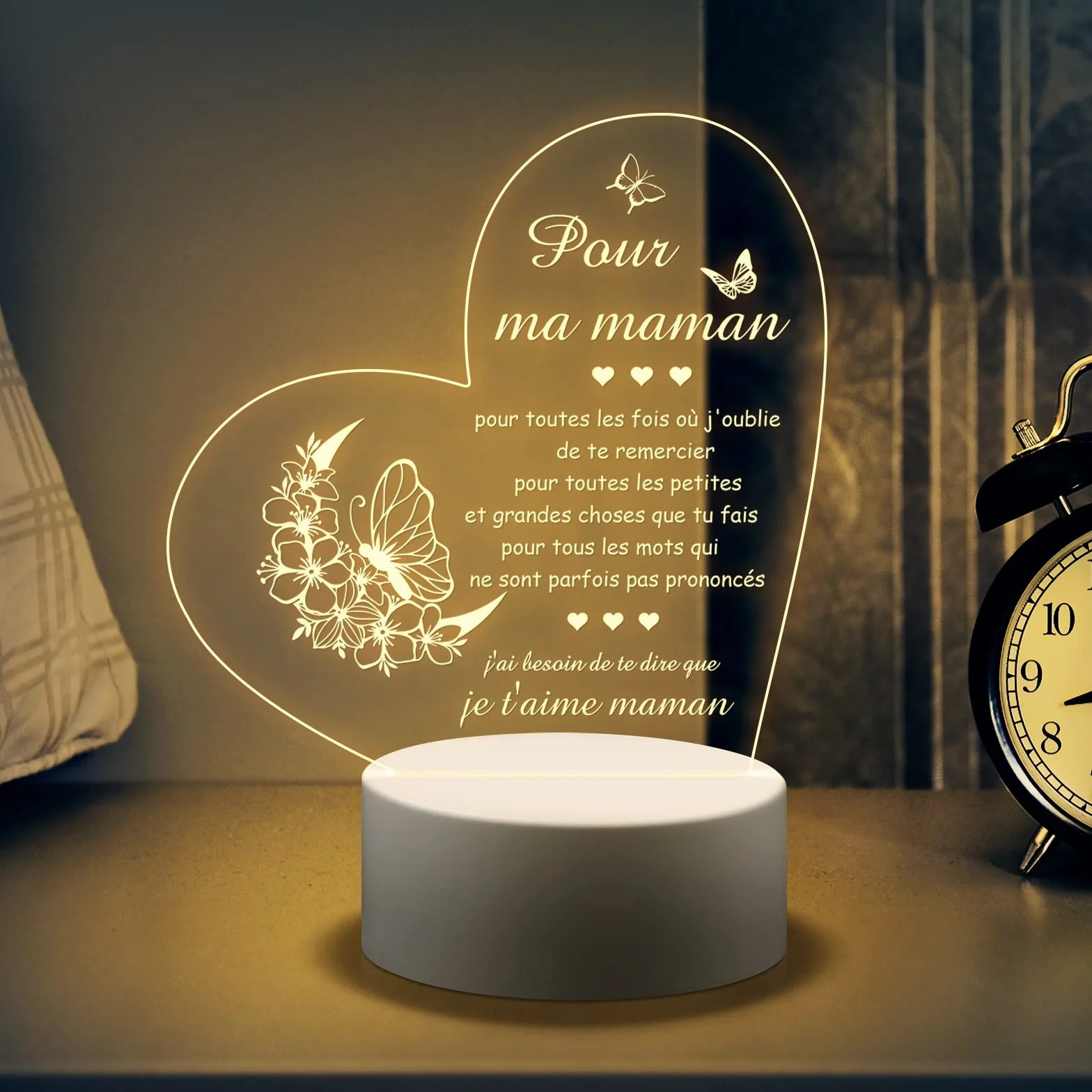 Veilleuse en Acrylique Cadeau Fete des Meres Maman Anniversaire Noel